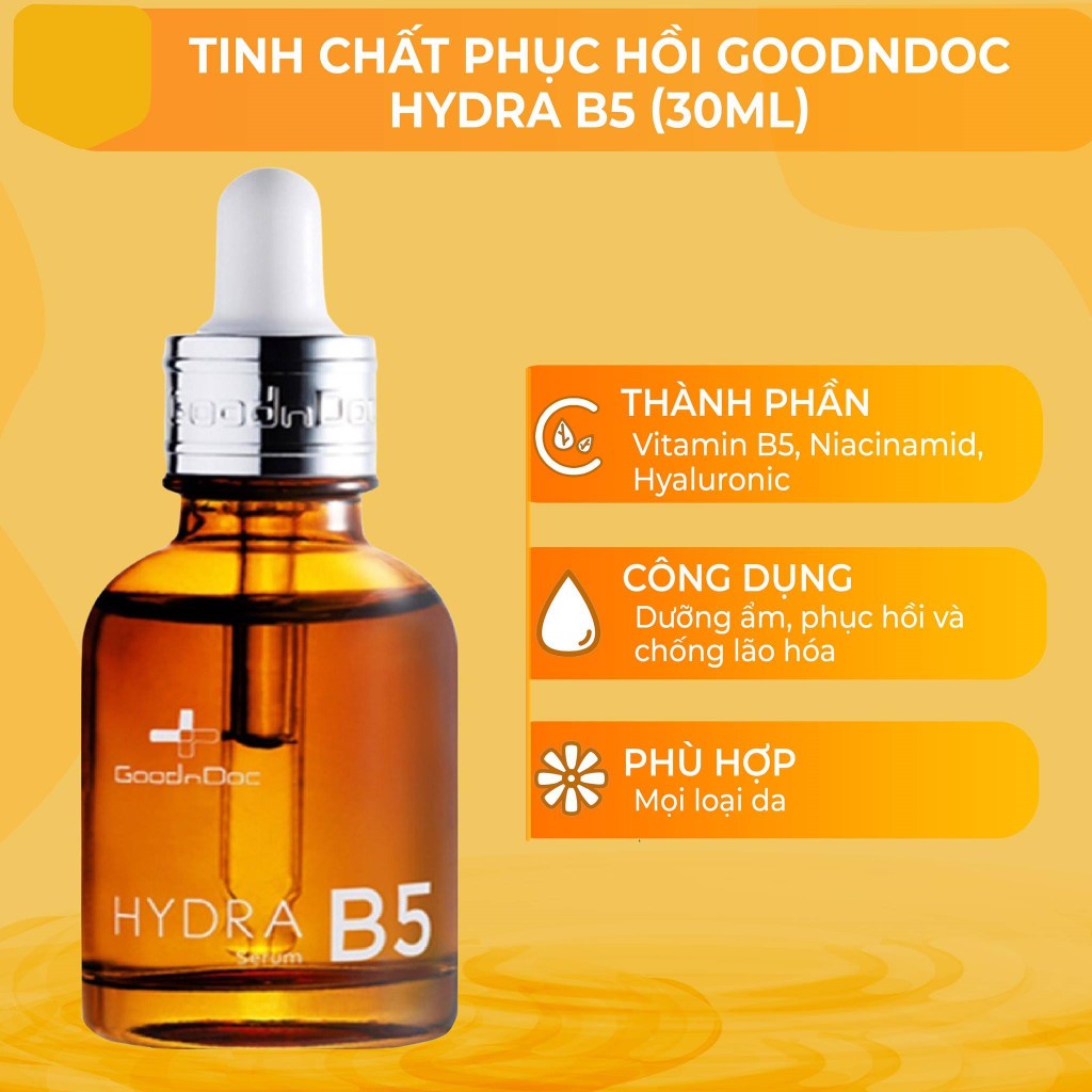 Serum GOODNDOC HYDRA B5 dưỡng ẩm sáng da, mờ thâm nám, cấp nước, chống lão hóa 30ml