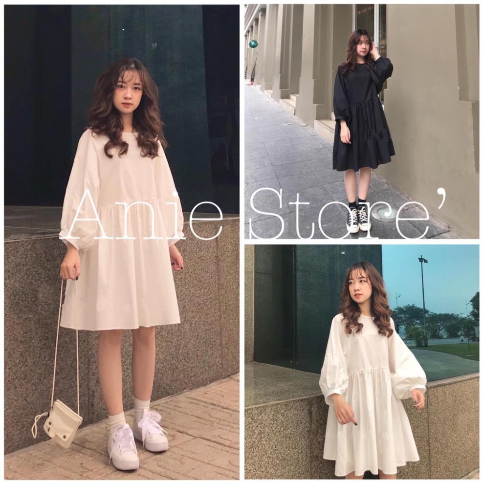 Váy Babydoll Tay Phồng, Đầm Nữ Trơn Dáng Xòe 2 Màu ,babydoll, SIÊU XINH | BigBuy360 - bigbuy360.vn