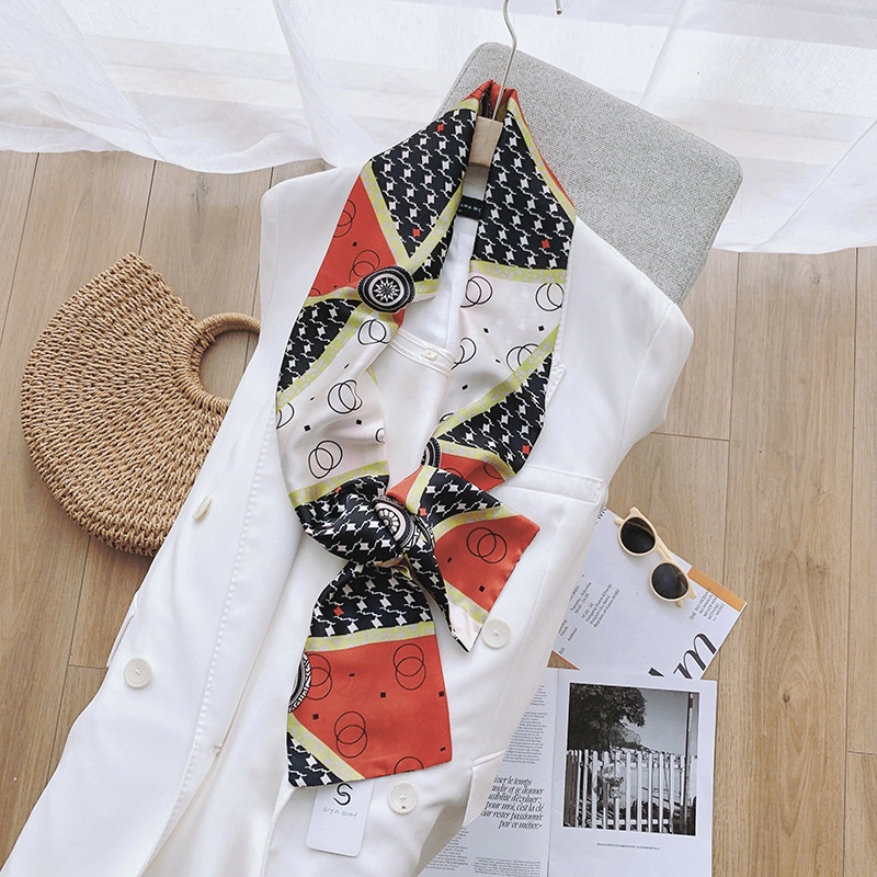 Khăn Choàng Lụa Mỏng Dáng Dài In Họa Tiết Thời Trang Xuân Hè 24H