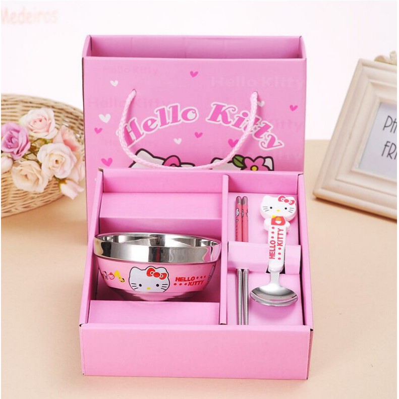 Bộ chén muỗng nĩa doremon - kitty cho bé