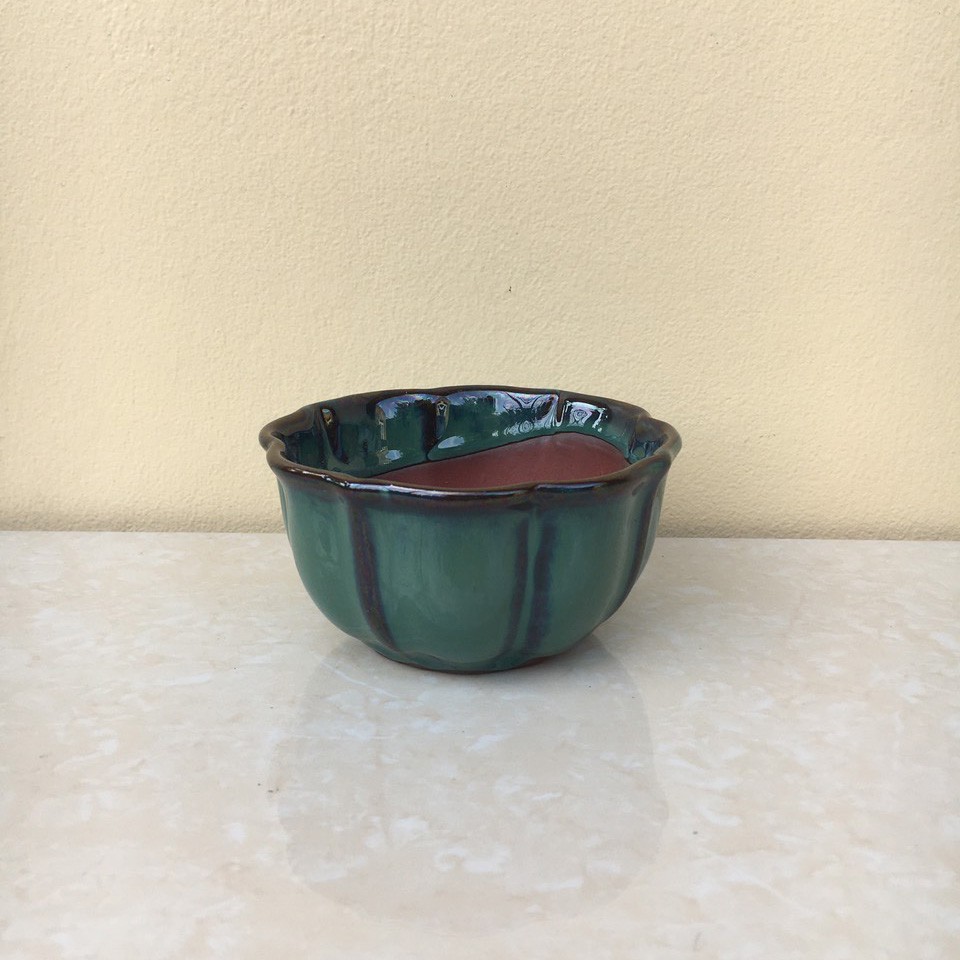 Chậu bonsai áng mây mini men hỏa biến gốm Bát tràng 1 size BM-04