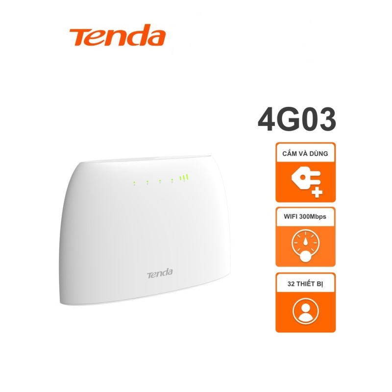 Bộ phát WiFi Tenda 4G03 dùng Sim 4G LTE