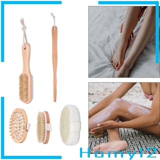 Dry Skin Bath Shower Body Brush Set Bristle Wooden Sauna Back Brush Massager
