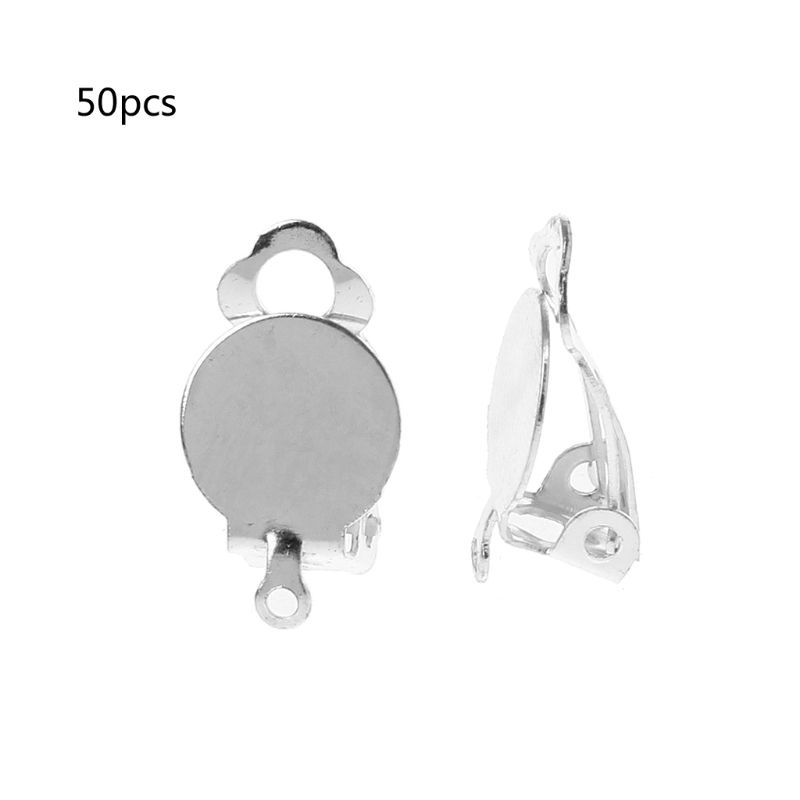 Set 50 kẹp bông tai dạng tròn phẳng DIY