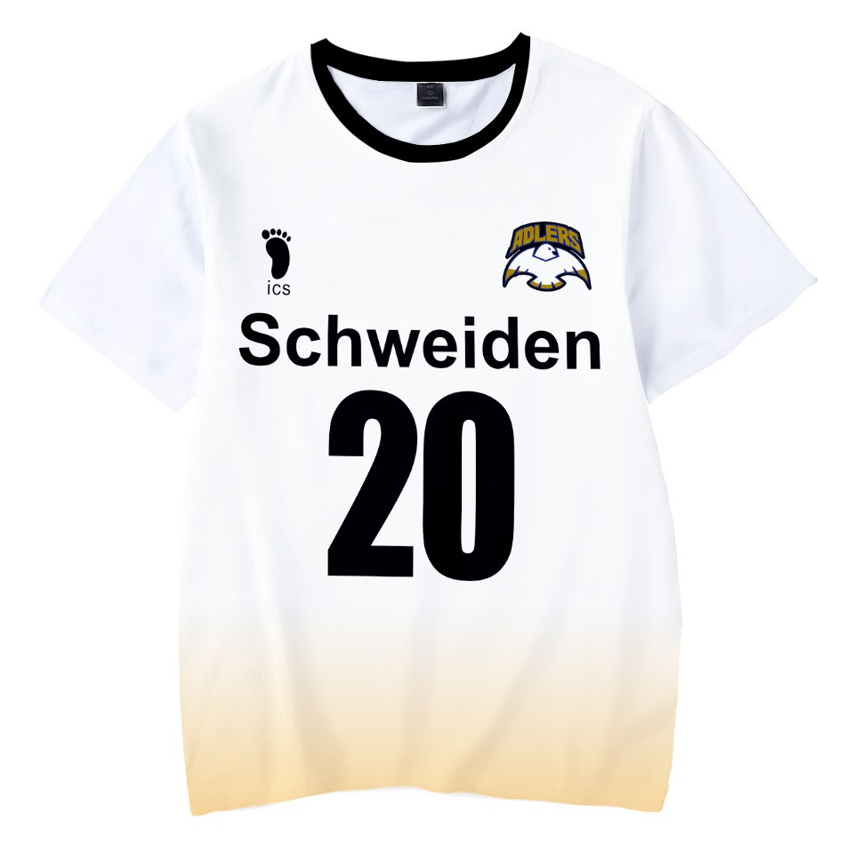 Hq3 Haikyuu! Áo Thun Thể Thao Tay Ngắn QH3 Schweiden Adlers Jersey MSBY
