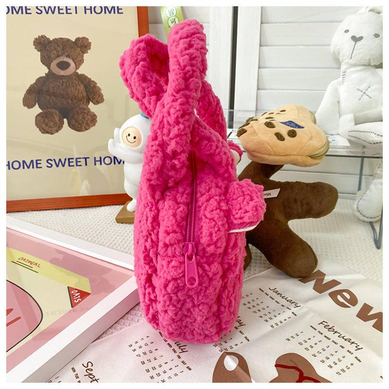Túi Tote Xách Tay Bằng Nhung Lông Thiết Kế Hình Hoạt Hình Dễ Thương
