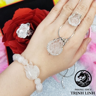 Bộ vòng tay vòng cổ cửu vỹ hồ ly trắng