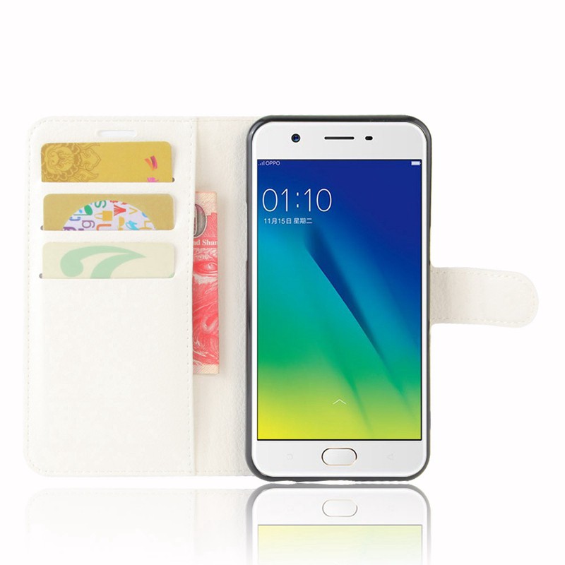 Bao da điện thoại có đế đỡ gấp và ngăn để thẻ cho Oppo A57 A39