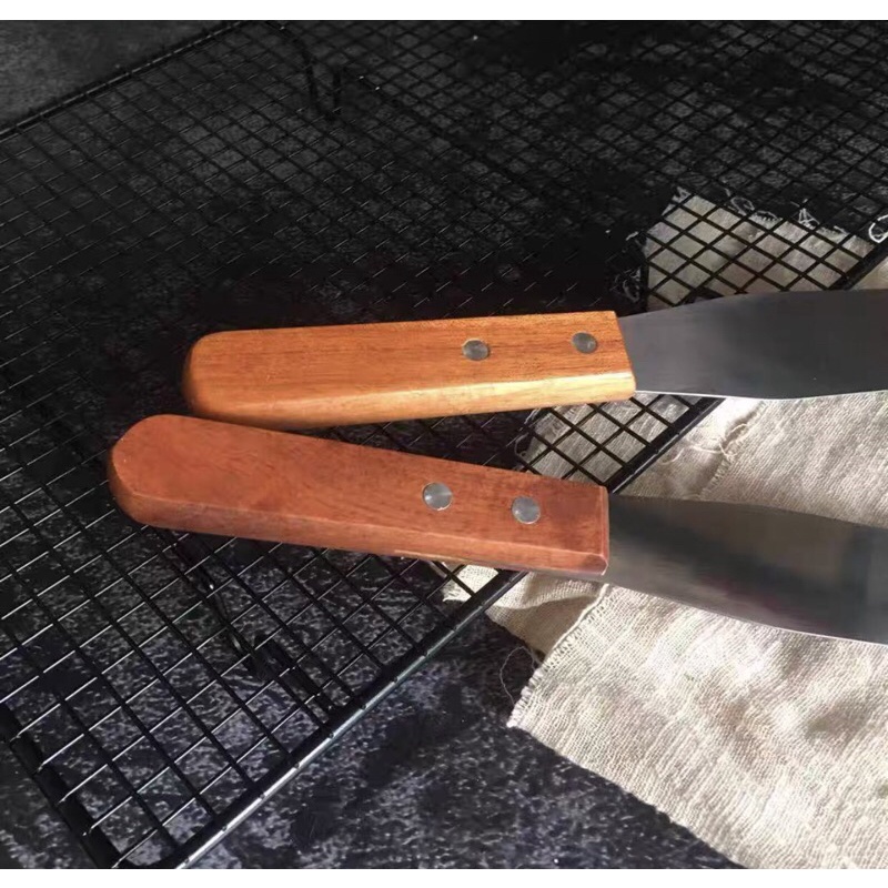 Dao chà láng bánh kem thẳng cán gỗ