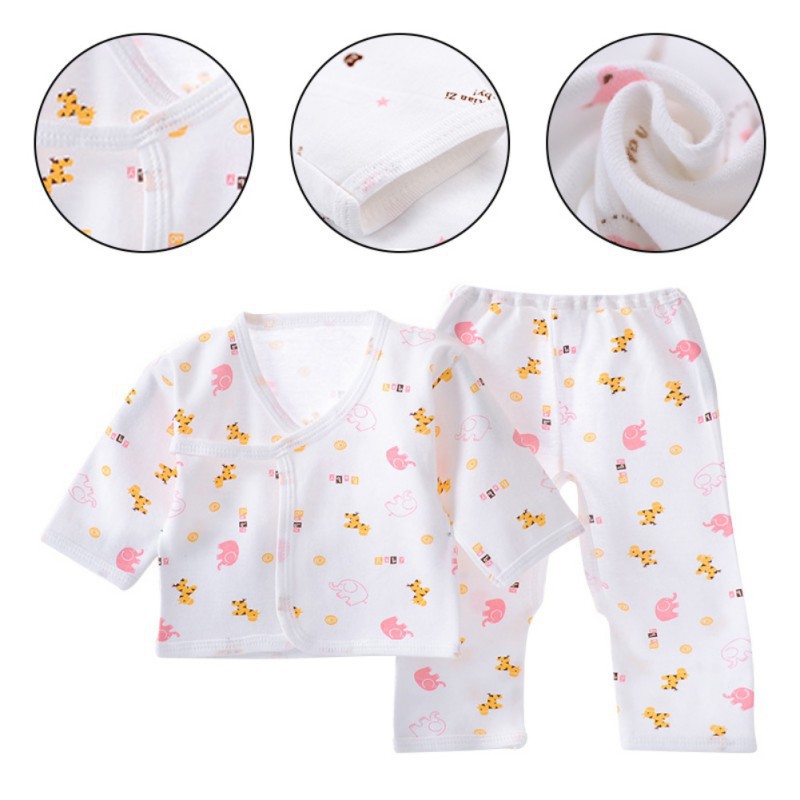 Set áo cotton cổ chữ V kèm quần dài đáng yêu cho trẻ sơ sinh
