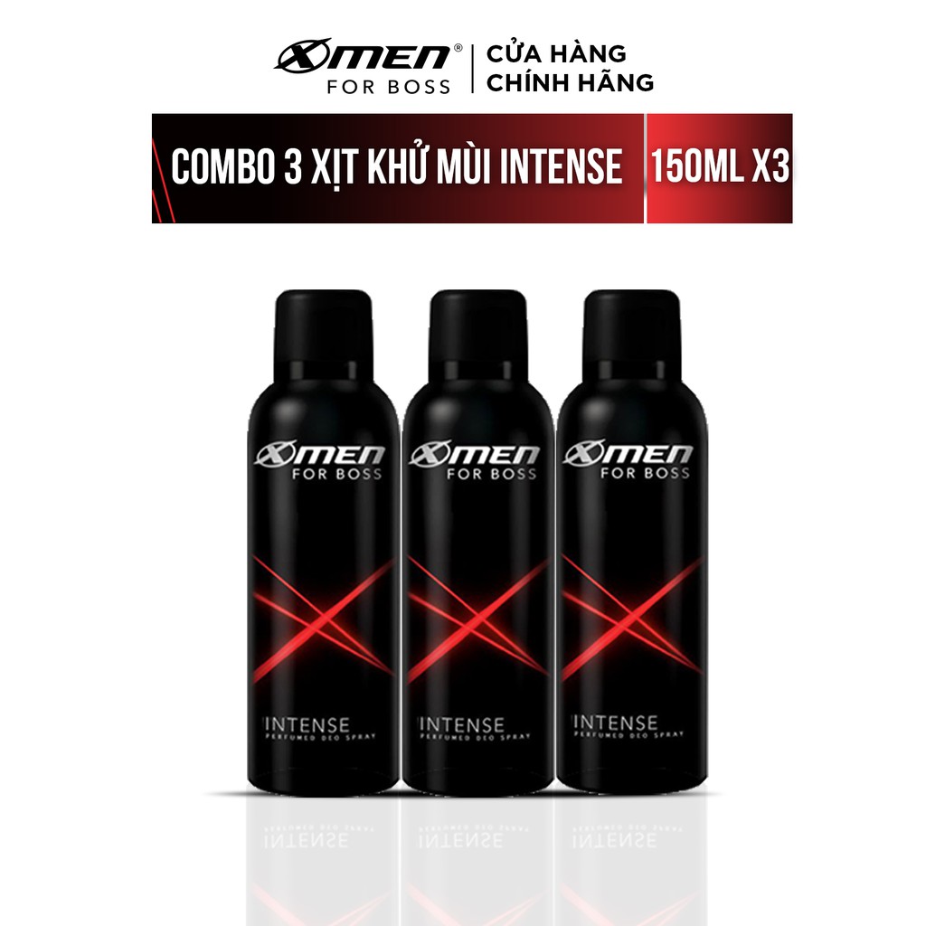 Combo 3 Xịt khử mùi X-Men for Boss Intense 150ml/chai