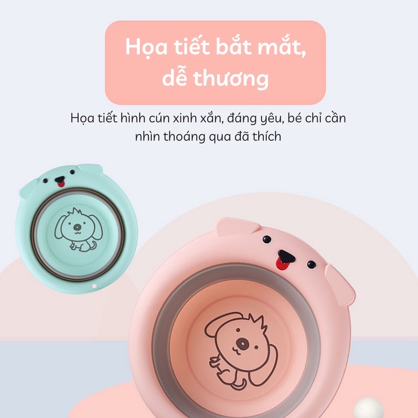 Chậu Rửa Mặt Gấp Gọn Hình Bé Cún Xinh Xắn Cho Bé YOOTA BABY Chất Liệu Nhựa PP Cao Cấp