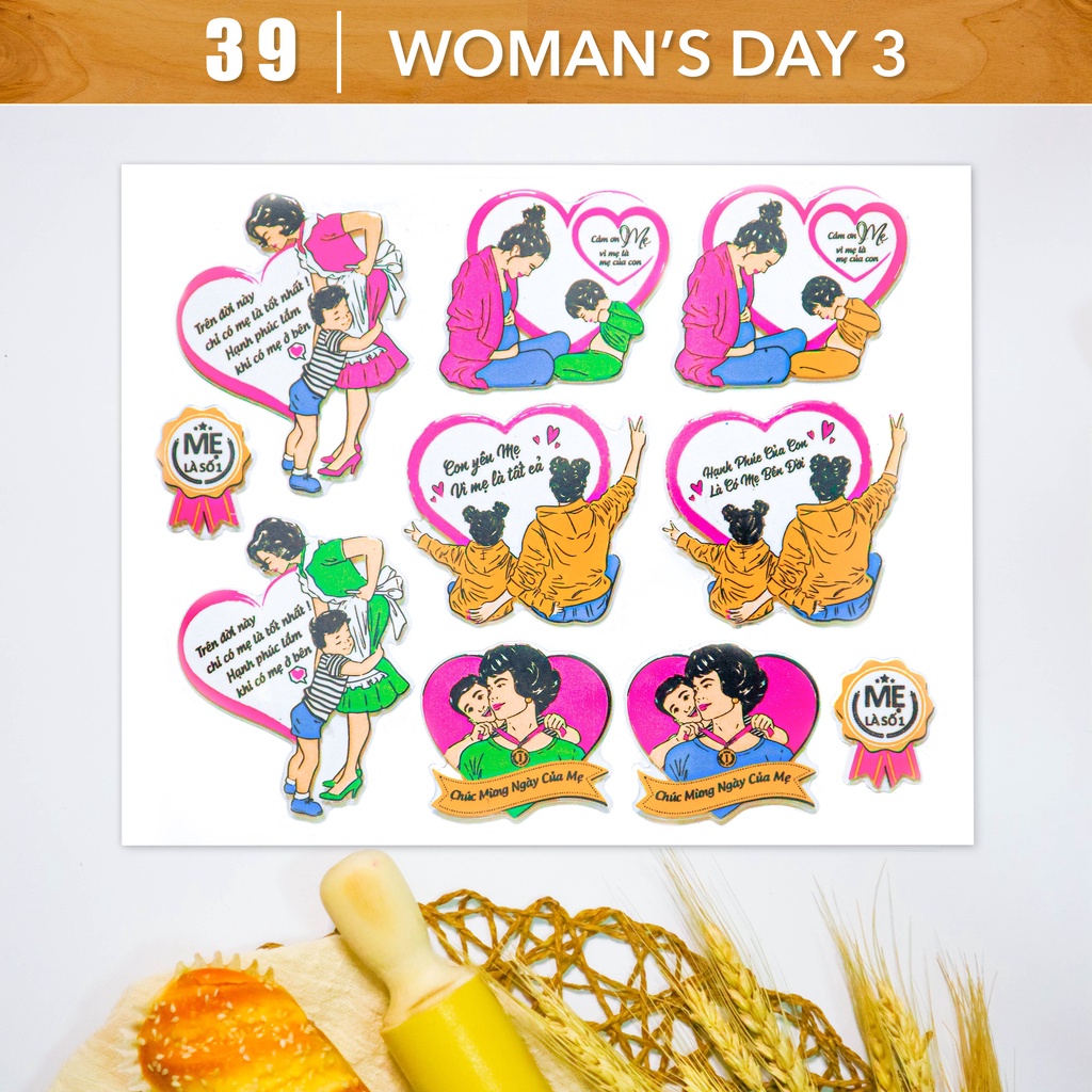 Hộp 10 khuôn socola in hình Quốc tế phụ nữ 3 - Chocolate mold Women's day 3 (MS 39) - Đồng Tiến Việt Nam