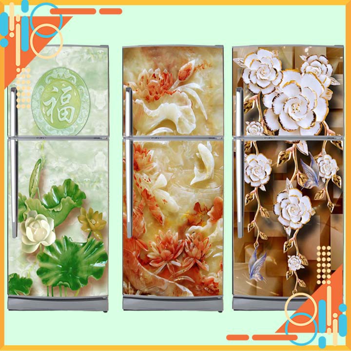 🌀Giấy dán tường tủ lạnh hoạ tiết 3D❄️