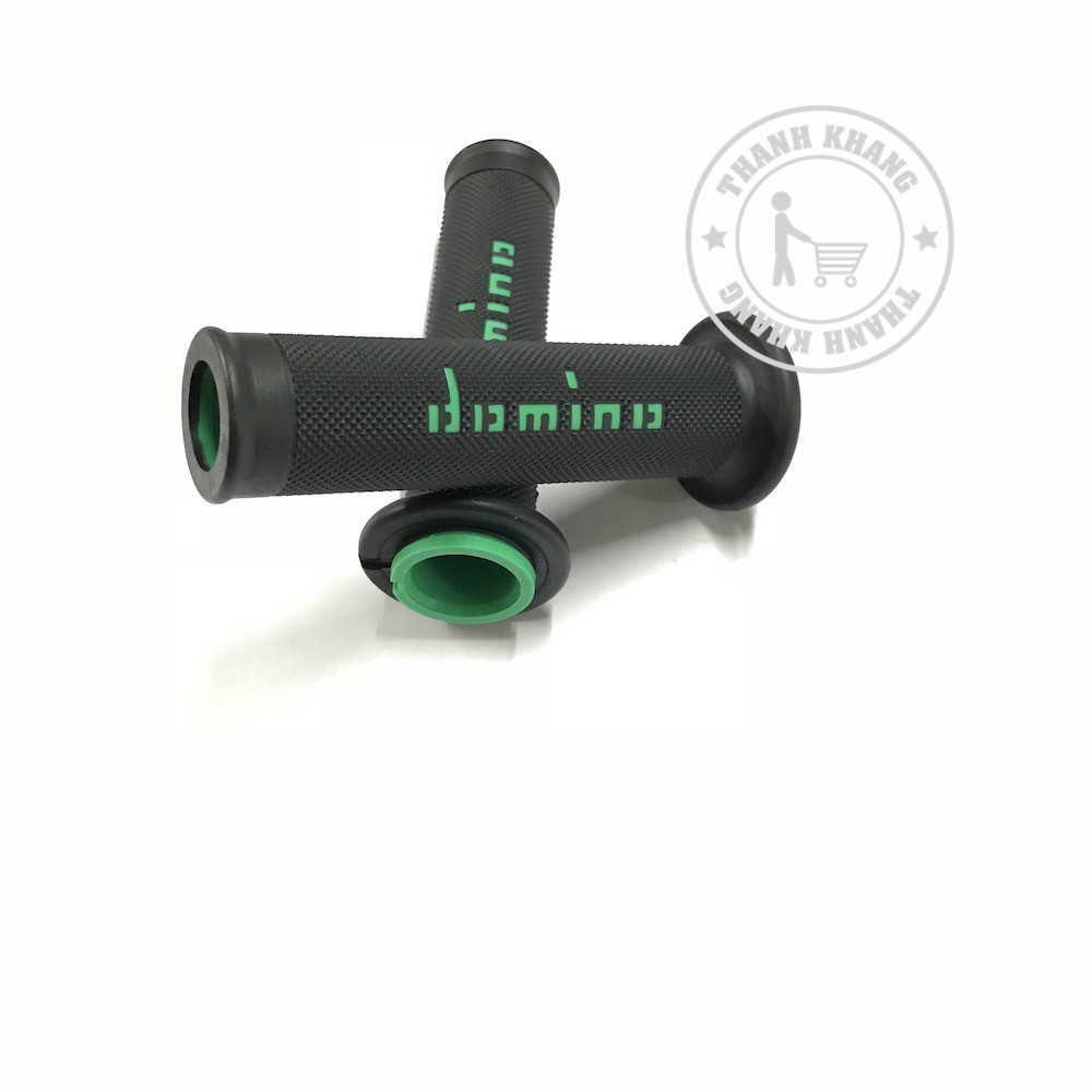 Sự kết hợp hoàn hảo cùm ga tăng tốc màu bạc và bao tay domino xanh lá gắn mọi xe máy thanh khang 006001011 006001031