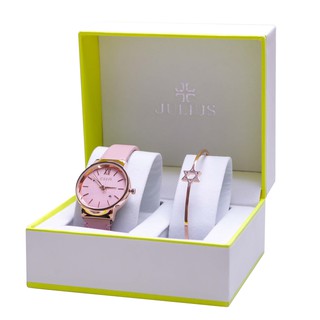 Combo đồng hồ nữ Julius Hàn Quốc Ja-1181 màu hồng và lắc tay Julius