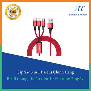 Cáp sạc 3 đầu iPhone/Micro/Type-c chính hãng Baseus