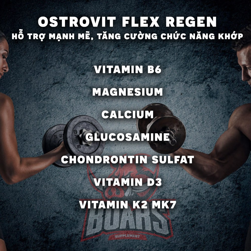 OSTROVIT FLEX REGEN - BỔ SUNG GLUCOSAMINE, VITAMIN D3, K2, MAGNESIUM, VITAMIN B6 GIÚP XƯƠNG CHẮC KHỎE