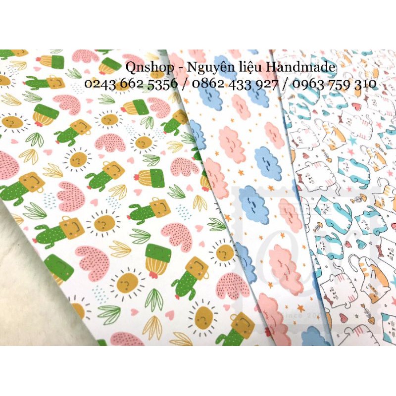 2 tờ Bìa A4 dày 2mm, bìa sổ Scapbook, nguyên liệu handmade