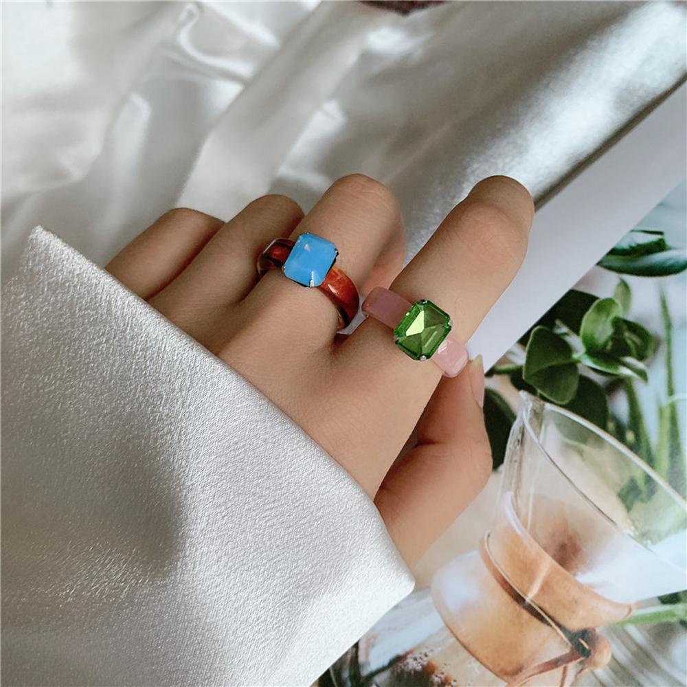 Nhẫn Resin Trong Suốt Kiểu Dáng Hình Học/Hình Học Nhiều Màu Phong Cách Retro Thanh Lịch Cho Nữ