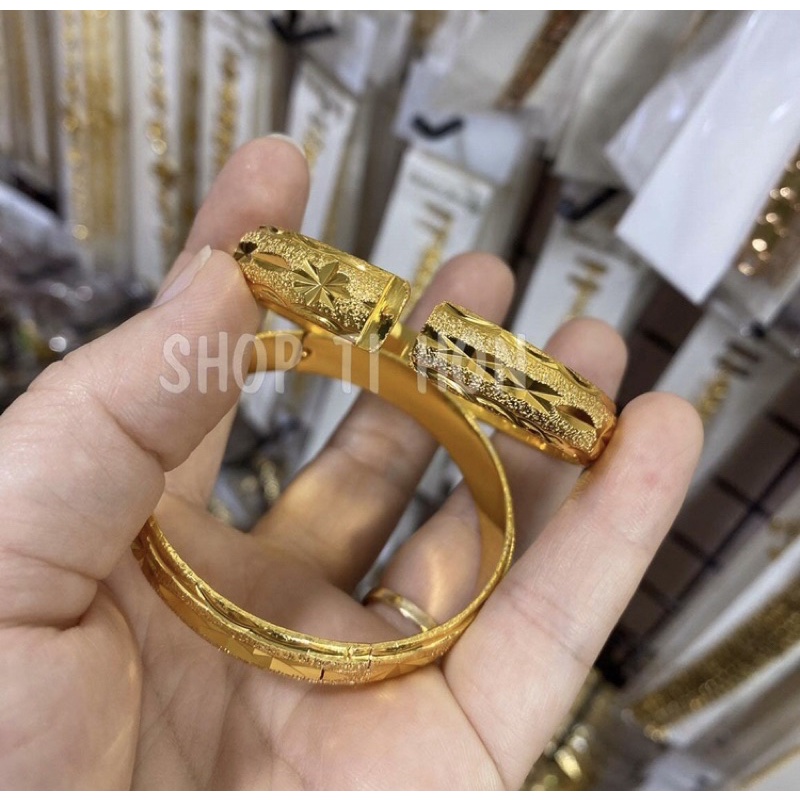 Vòng tay cưới kiểu chạm dát vàng 24 cao cấp
