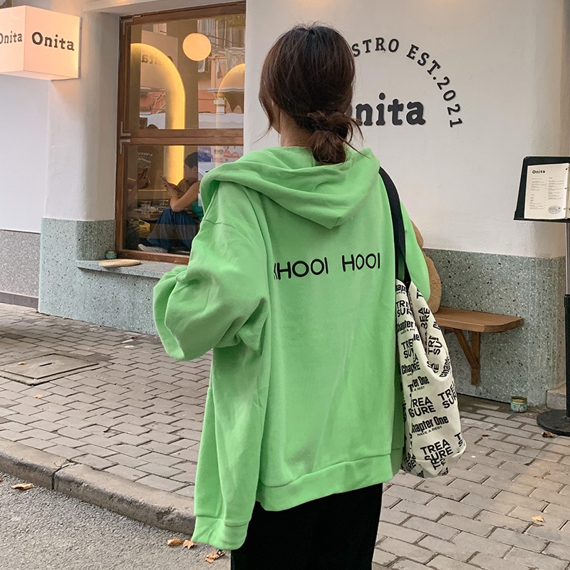 Áo khoác hoodie SUXI có khóa kéo tay dài phong cách Hàn Quốc trẻ trung thời trang dành cho nữ