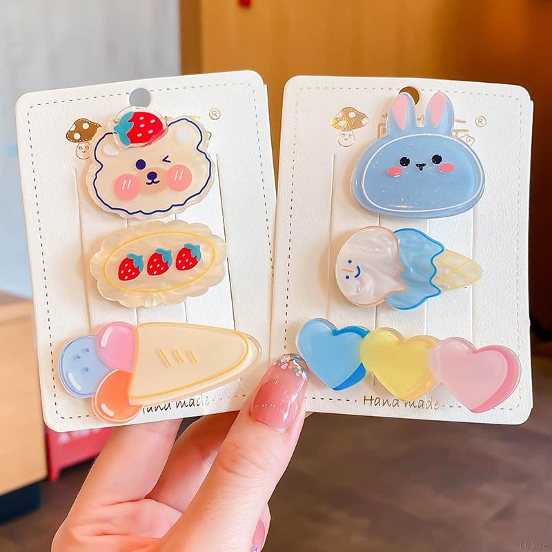 Kẹp tóc không đường may màu sắc kẹo ngọt phong cách Hàn Quốc dành cho bé gái