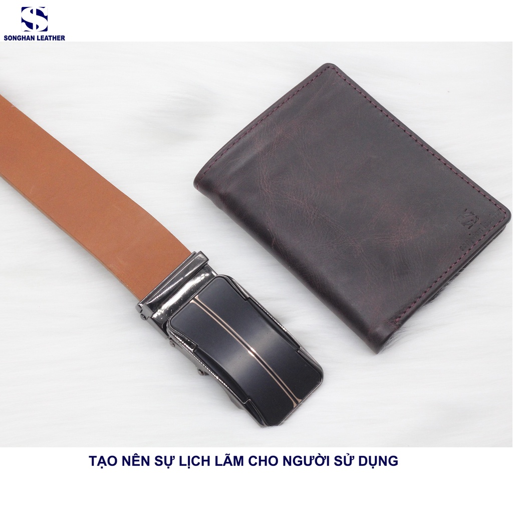 Dây Thắt Lưng Da Bò Nguyên Tấm, DâyNịt Nam Da Bò Khóa Tì Cao Cấp Nhiều Mẫu Songhan Leather MB01, Bảo Hành 12 Tháng