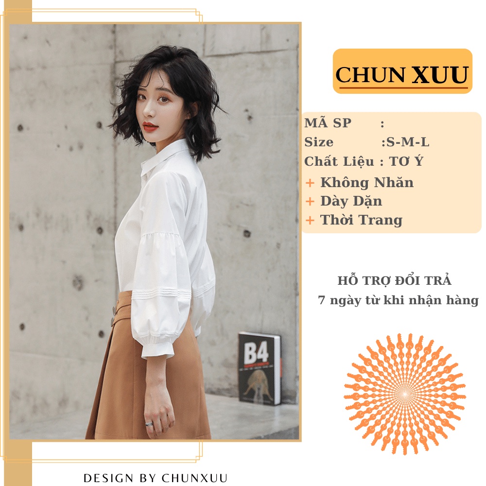 Áo sơ mi nữ trắng tay phồng thời trang thiết kế trẻ trung thanh lịch ChunXuu SP22