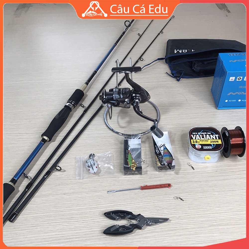 Bộ 15 Cần Câu Lure Máy Đứng Siêu Dẻo Dai Cần 2 Khúc Giá Rẻ- Combo Cần Fishing Catch Máy Navion AC - Câu Cá  EDu