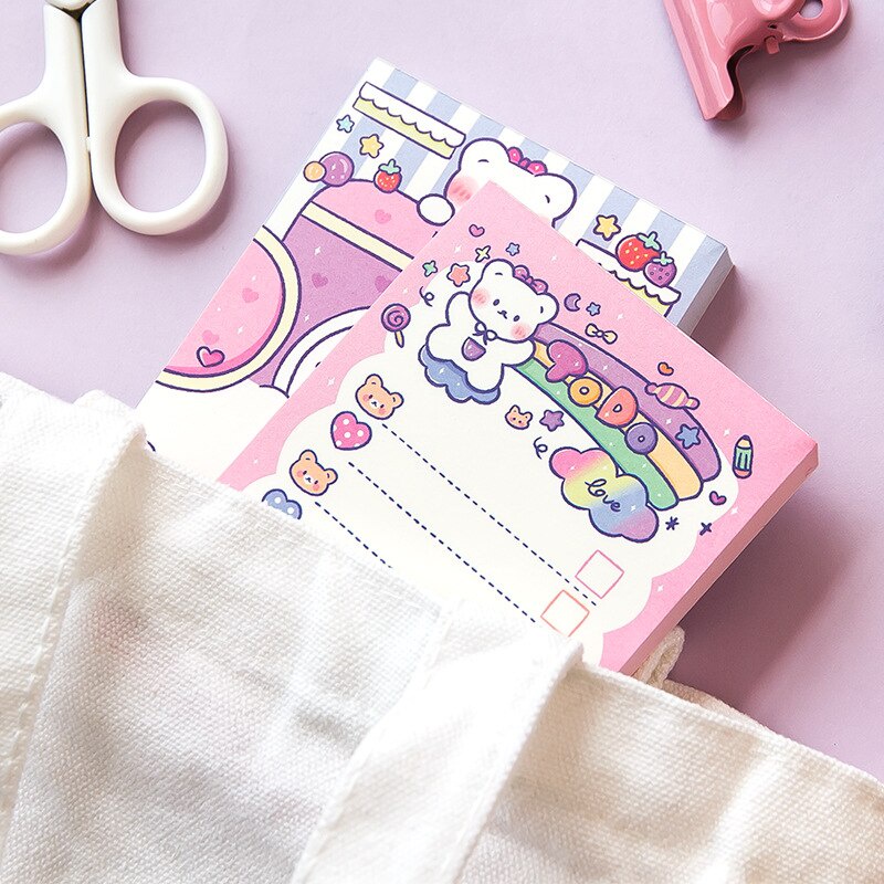 Set 100 Tờ Giấy Ghi Chú Hình Gấu Hoạt Hình Đáng Yêu