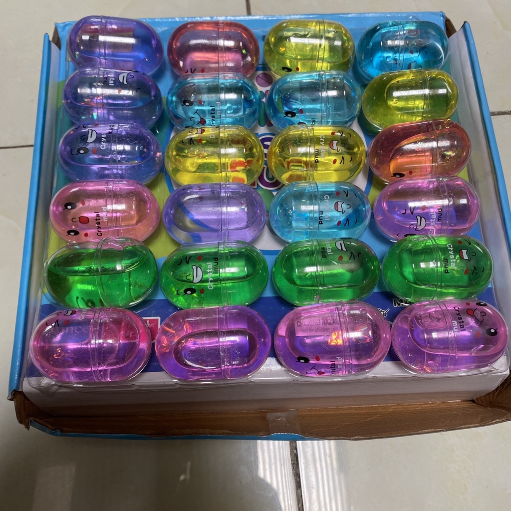 COMBO 6 Slime hình quả trứng ngũ sắc nhiều màu đồ chơi chất nhờn ma quái