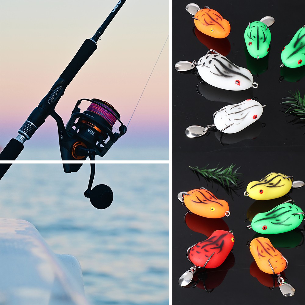 Mồi Câu Cá Giả Hình Ếch Nhiều Màu Có Móc Câu Chuyên Dụng