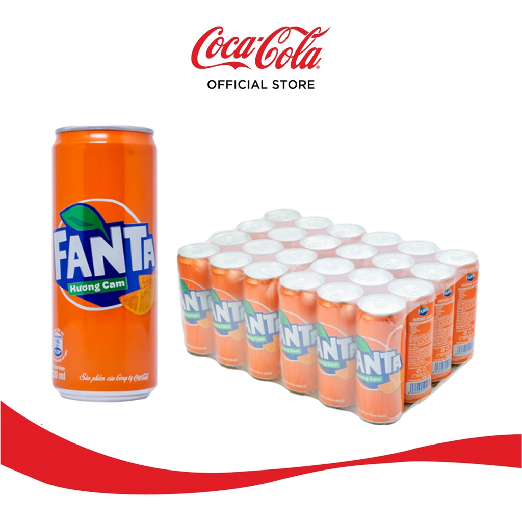 Lốc 24 Lon Nước Giải Khát Có Gas Fanta Cam Lon 320ml