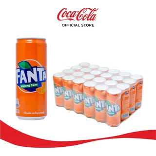 Lốc 24 Lon Nước Giải Khát Có Gas Fanta Cam Lon 320ml