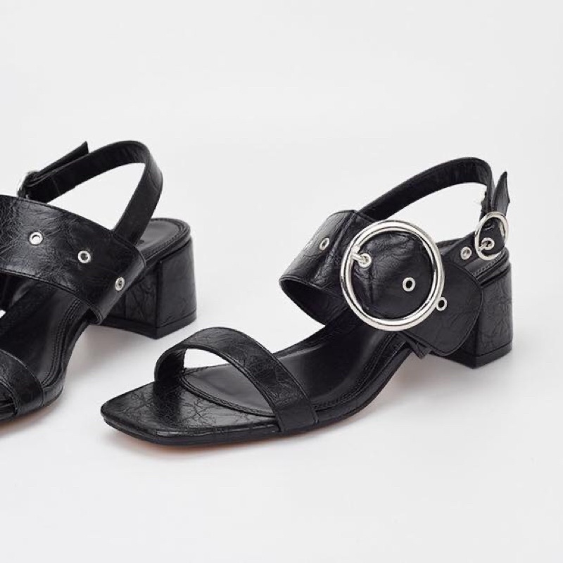 [Joiehome] Sandal quai ngang nạm đinh, gót vuông