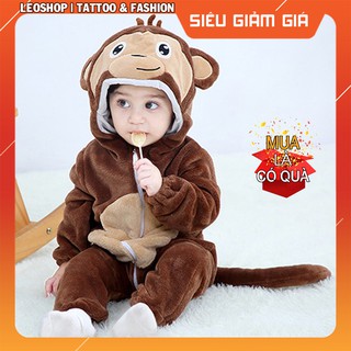 Bộ Đồ Thú Trẻ Sơ Sinh Khỉ Nâu - Chất Nhung Mịn Cao Cấp [FREESHIP]