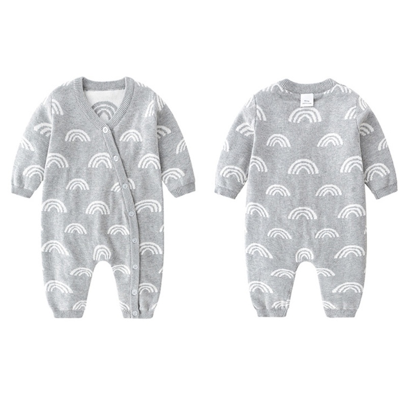 Bộ Áo Liền Quần Bằng Cotton Dệt Kim Thời Trang Thu Đông Cho Bé Sơ Sinh