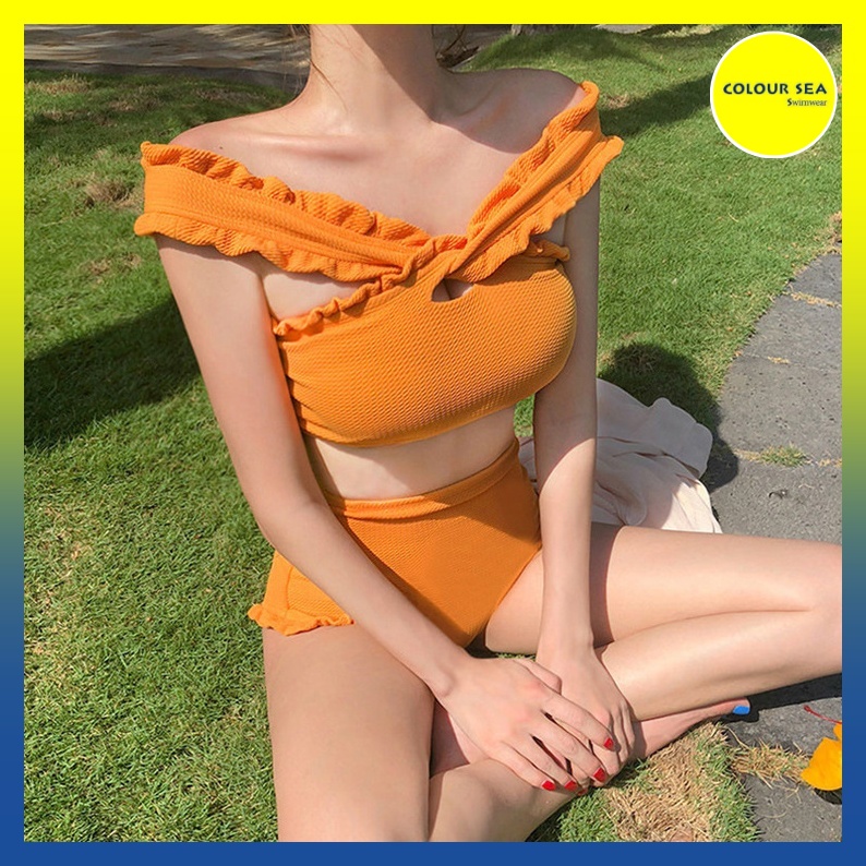 Bikini Vàng Cam 2 mảnh cạp cao (hàng quãng châu) | BigBuy360 - bigbuy360.vn
