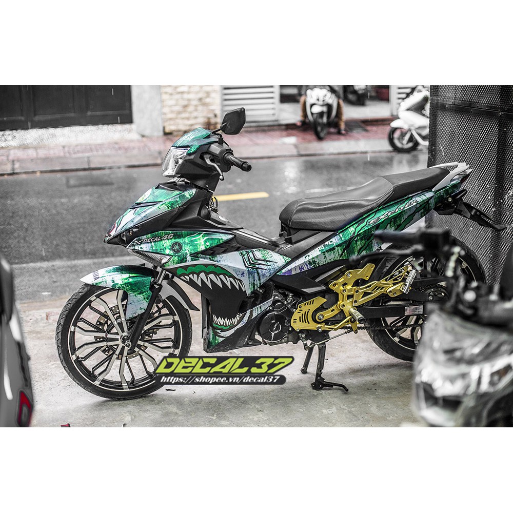 Tem Trùm Exciter 150 Cá Mập Rỉ Xanh Bạc