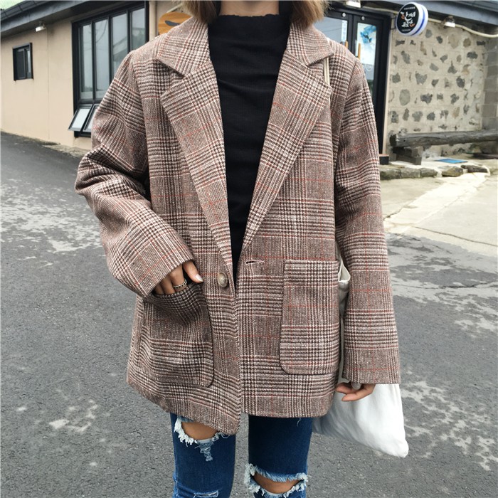 (ORDER) Áo blazer kẻ sọc nâu