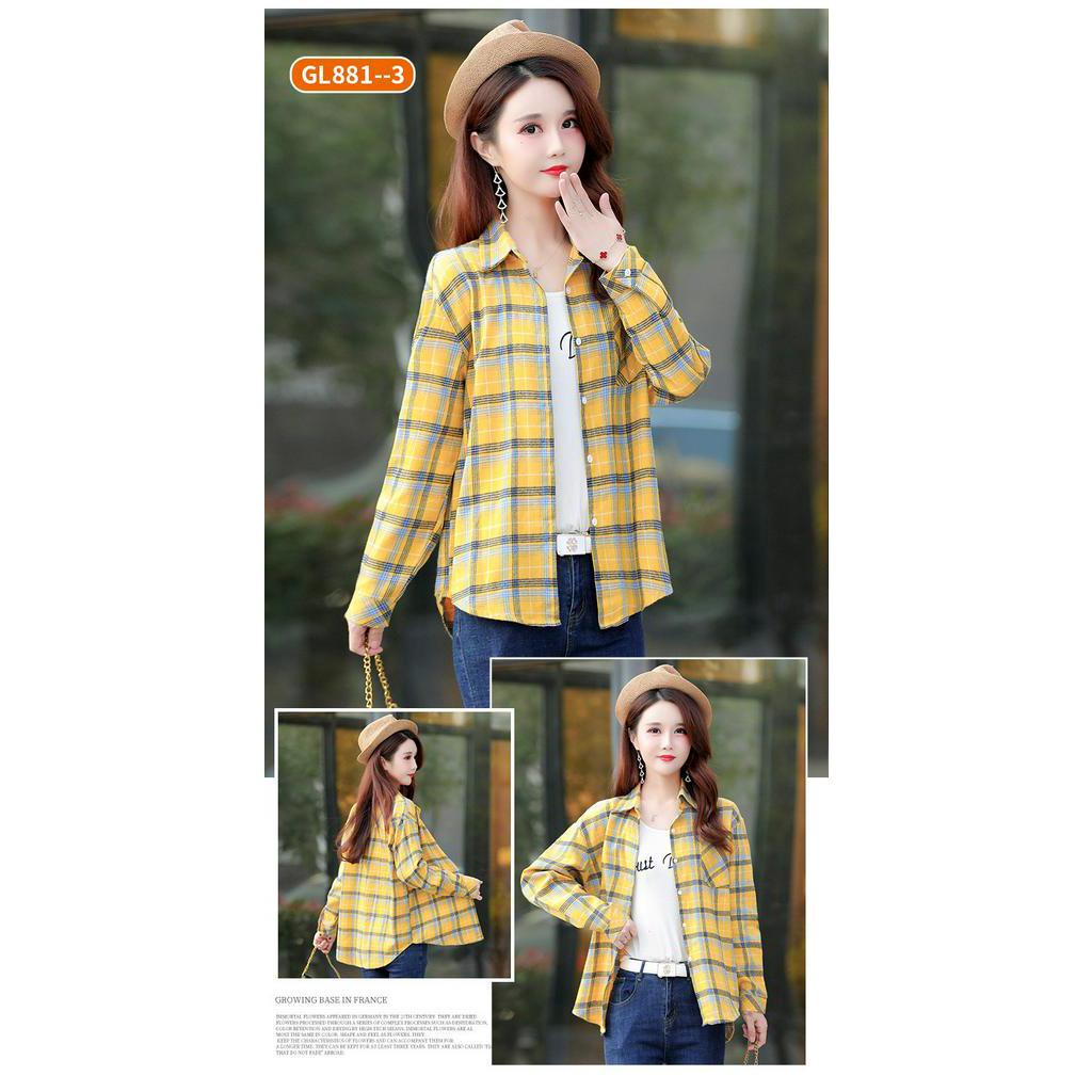 Áo Sơ Mi SixSisters Tay Dài Kẻ Sọc Caro Thời Trang Cho Nữ 2021