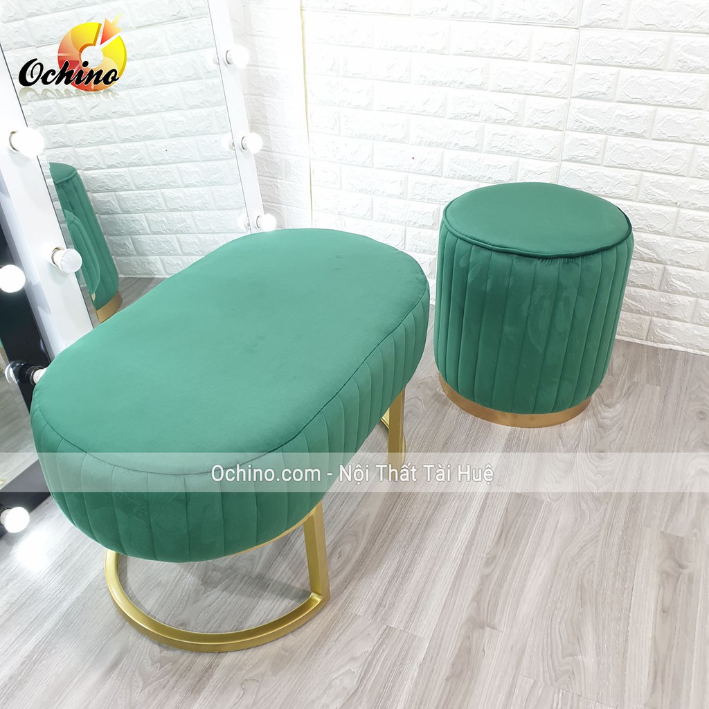 Ghế Dài Ngồi Chờ (Hình Bầu Dục Chân vàng Sang Chảnh) SIZE Dài 1m2 rộng 45cm