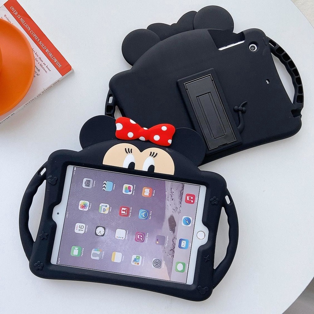 Silicone Minnie Case for Apple ipad  Air Mini 1 2 3 4 5 ipad5 6 ipad7 10.2" 7th gen Gen7  2019 Pro9.7" Tablet Cover  With Straps