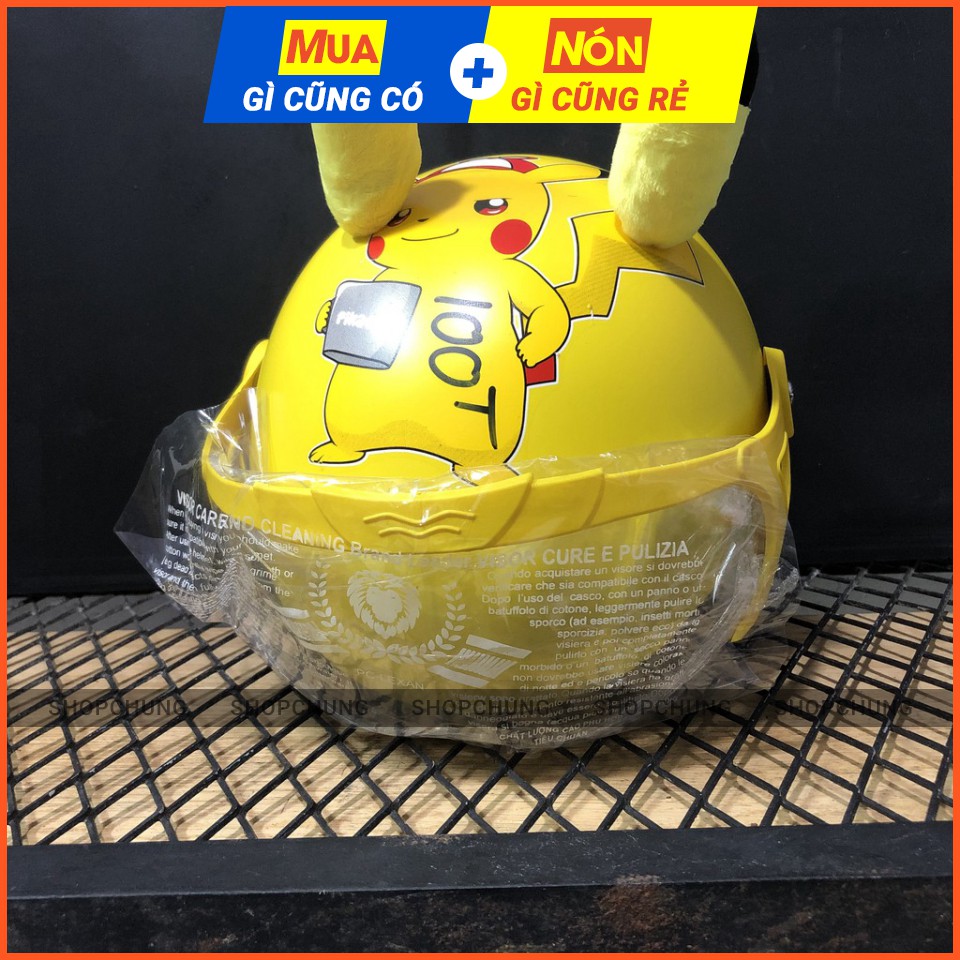 Mũ bảo hiểm trẻ em pikachu có kính - cho bé 2 đến 8 tuổi - dễ thương - ảnh sản phẩm 3