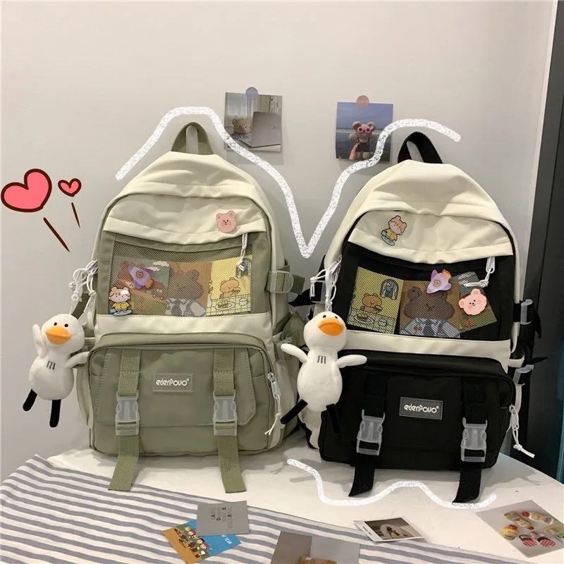 Balo Nam Nữ Unisex Màu Đen Hồng Xanh Rêu Xanh Dương Chất Canvas Đẹp Phong Cách Ulzzang Đi Học Đi Chơi Đi Du Lịch