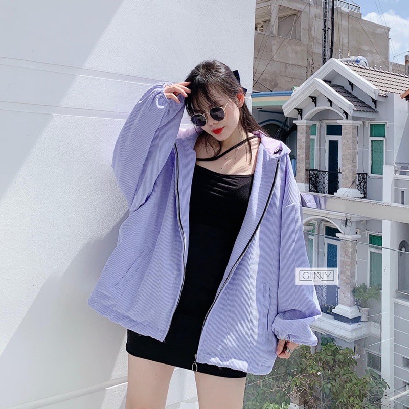 Áo Khoác Nhung Tăm ULZZANG 2 Lớp | Áo Khoác Nữ Đẹp Quảng Châu | Form Rộng Freesize