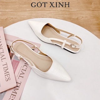 Giày sandal bít mũi GÓT XINH SD4 da rắn đế vuông