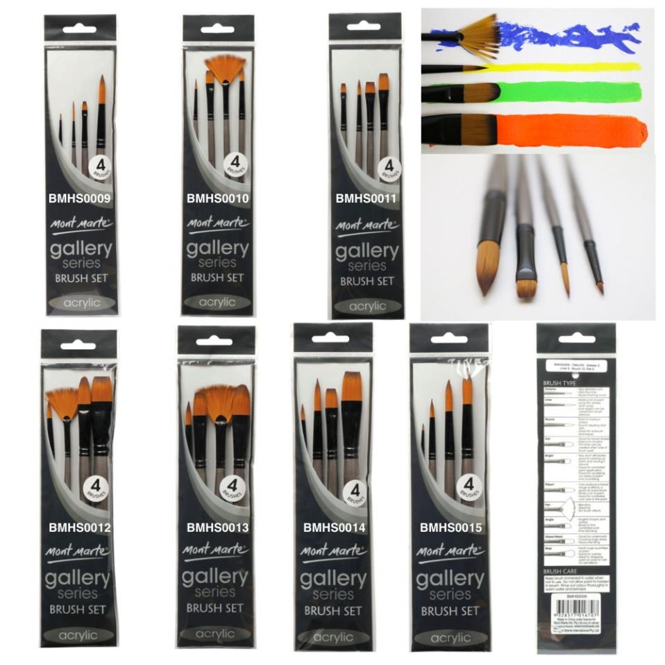 Set Bộ cọ vẽ Acrylic Mont Marte Gallery Series Brush - cọ thân xám