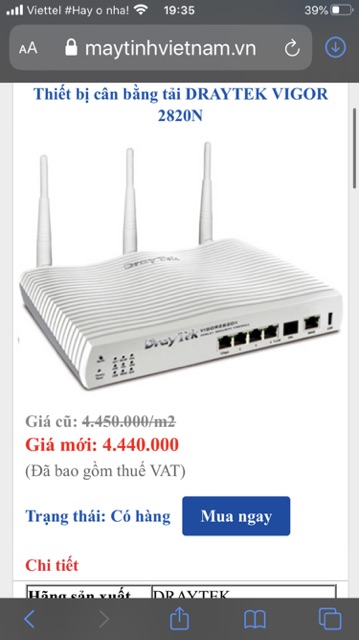 Bộ định tuyến wifi Draytek Vigor 2820n